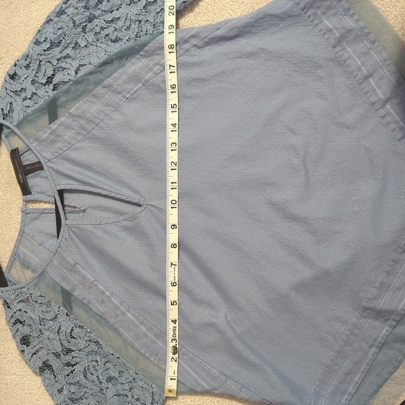 BCBGMaxAzria 3/4 bell sleeve lace tunic blue medium - Picture 7 of 9